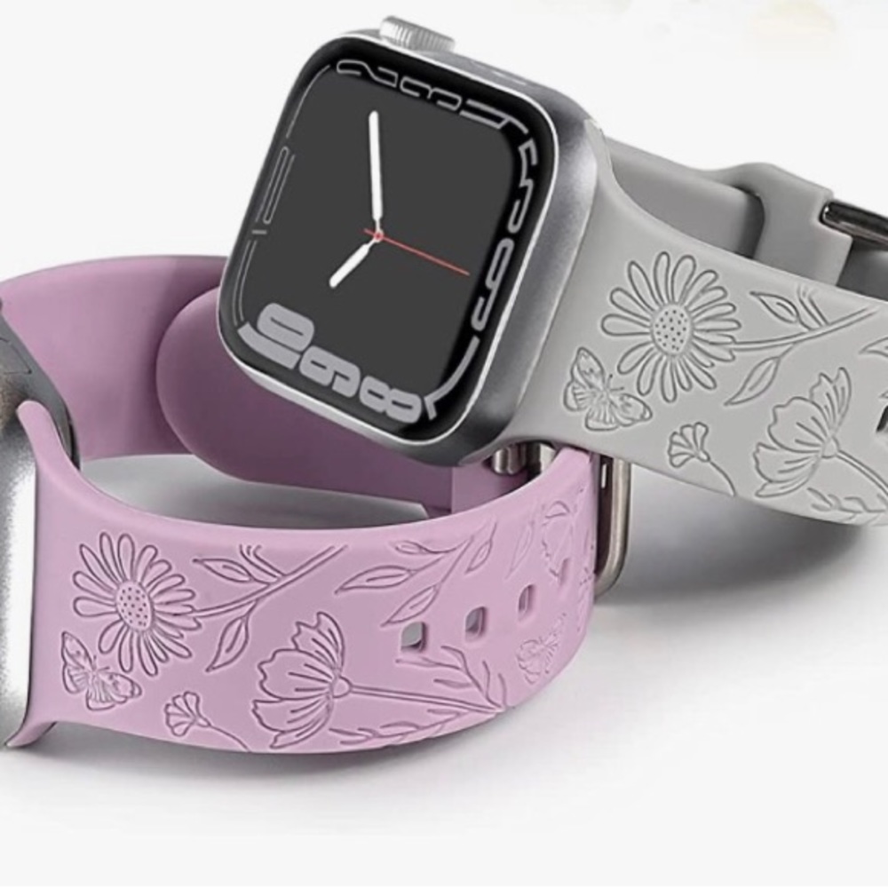 Floral silicone Apple Watch band